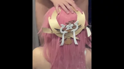 八重神子coser小姐姐对镜口交